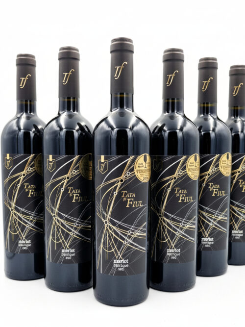 Pachet PROMO 5+1 GRATIS  Tata și Fiul Merlot barrique - Vin roșu sec
